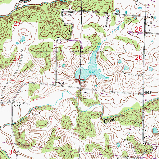 Topographic Map of Roemers Lake Dam, MO