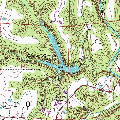 Topographic Map of Glover Spring Lake, MO