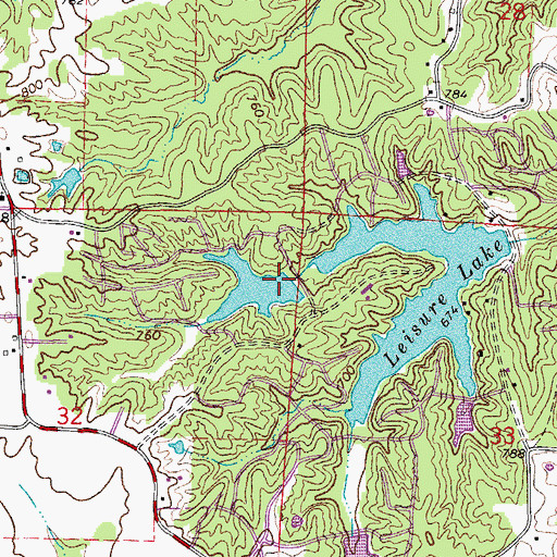 Topographic Map of Leisure Lake West Dam, MO
