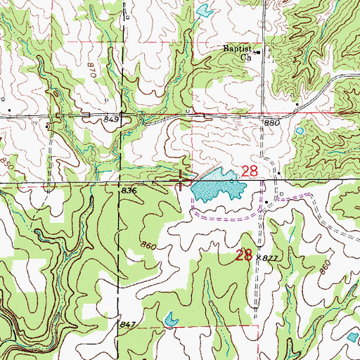 Topographic Map of Lehenbaur Lake Section 28 Dam, MO