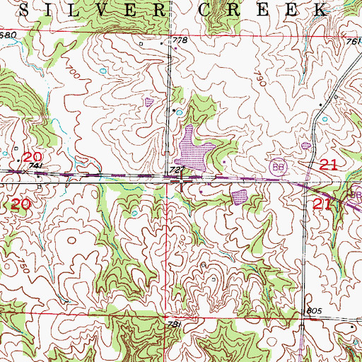 Topographic Map of Vanderback Lake Section 21 Dam, MO