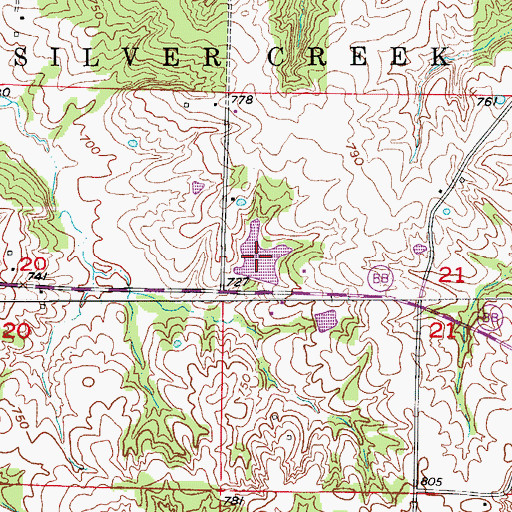 Topographic Map of Vanderback Lake Section 21, MO