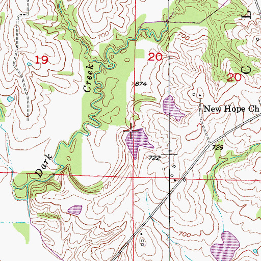 Topographic Map of J P Ryals Lake Dam, MO