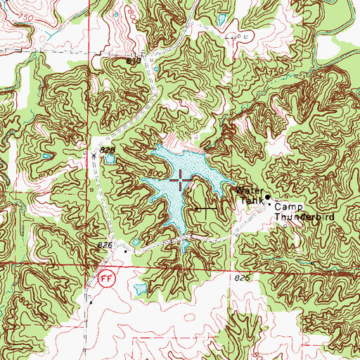 Topographic Map of Thunderbird Lake, MO