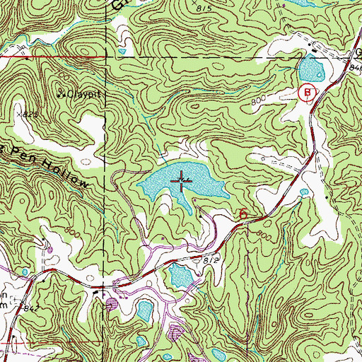 Topographic Map of Crancers Lake, MO
