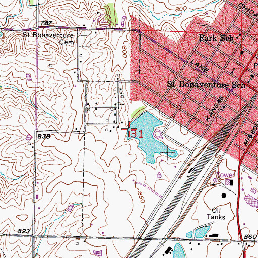 Topographic Map of Santa Fe Country Club Dam, MO