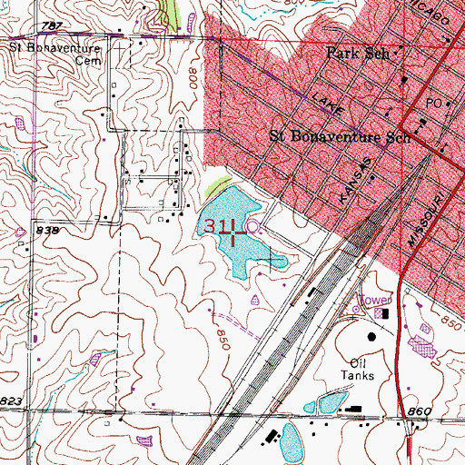 Topographic Map of Marceline Country Club Lake, MO