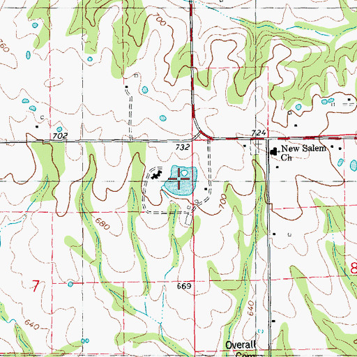 Topographic Map of Ross-Mulvehill Lake, MO