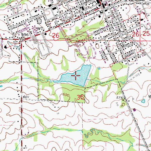Topographic Map of Trojan Lake (historical), MO