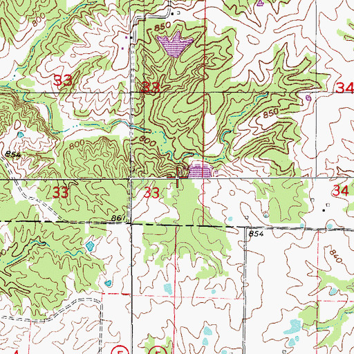 Topographic Map of Milnes Lake Dam, MO