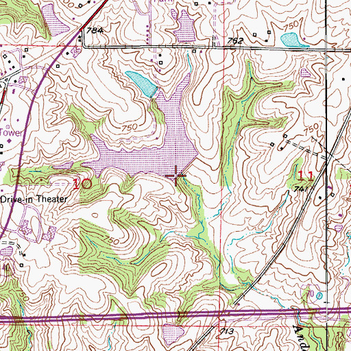 Topographic Map of Oswald Lake Dam, MO