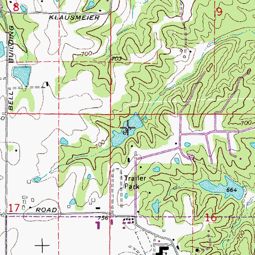 Topographic Map of Johnson Lake Dam, MO