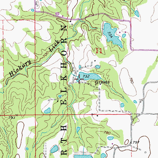 Topographic Map of Broussard Lake Dam, MO