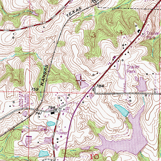 Topographic Map of Trout Dam, MO