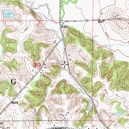 Topographic Map of Kelley Lake Dam, MO