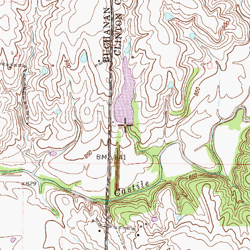 Topographic Map of Gower Reservoir Dam, MO