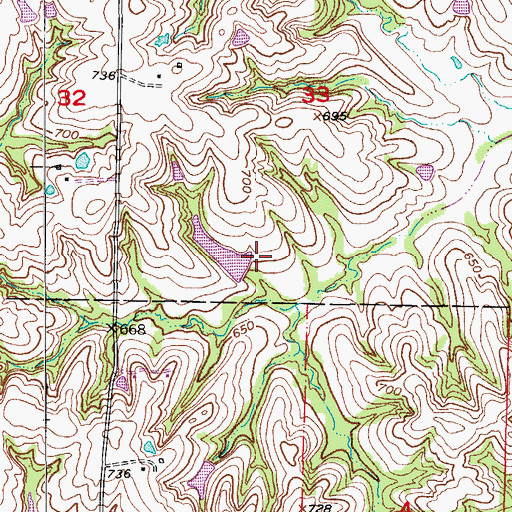 Topographic Map of Petersen Lake Dam, MO