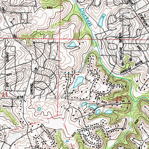 Topographic Map of Gettemeier Lake Dam, MO