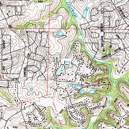 Topographic Map of Gettemeier Lake, MO