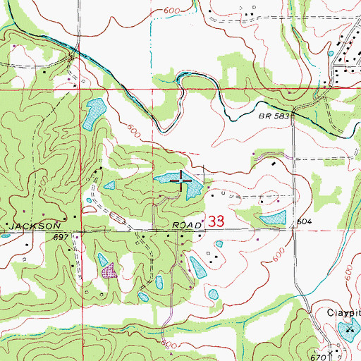 Topographic Map of Jackson Lake, MO