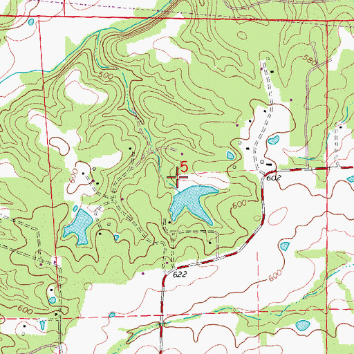 Topographic Map of Lake Wood Dam, MO