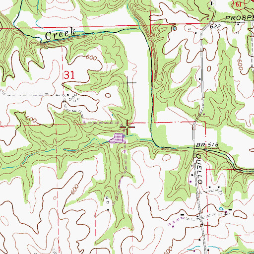Topographic Map of McNair Lake Dam, MO