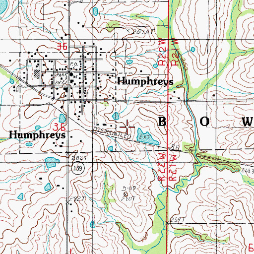 Topographic Map of Baker Lake, MO