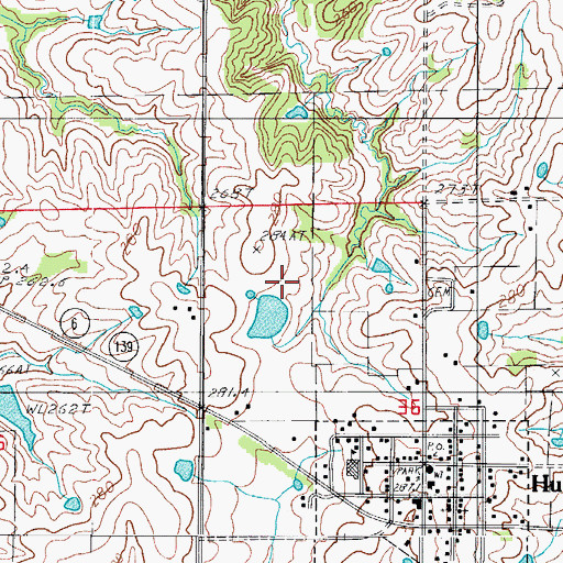 Topographic Map of Humphreys Lake Dam, MO