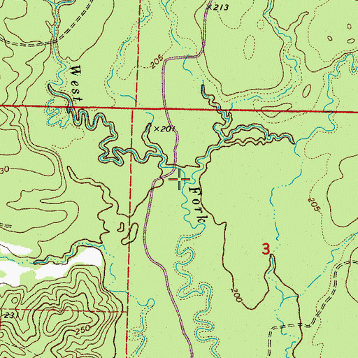 Topographic Map of Hall Creek, AR