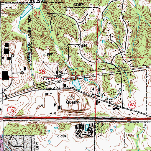 Topographic Map of Browns Lake Dam, MO