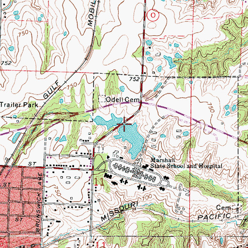 Topographic Map of State School Dam B, MO