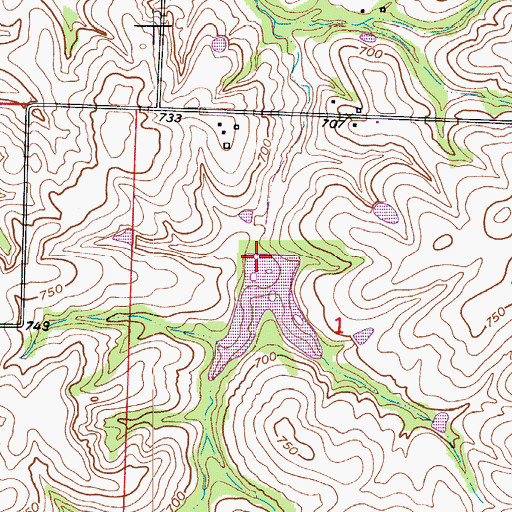 Topographic Map of Elson Lake Dam, MO