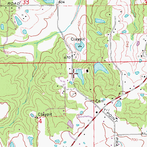 Topographic Map of Birnbaum Lake Dam, MO