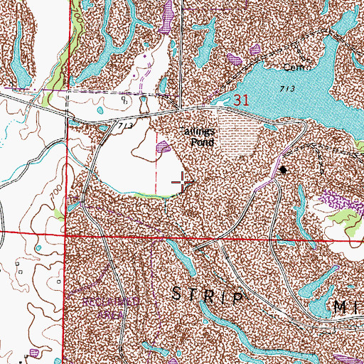 Topographic Map of Rocky Fork Creek Dam, MO