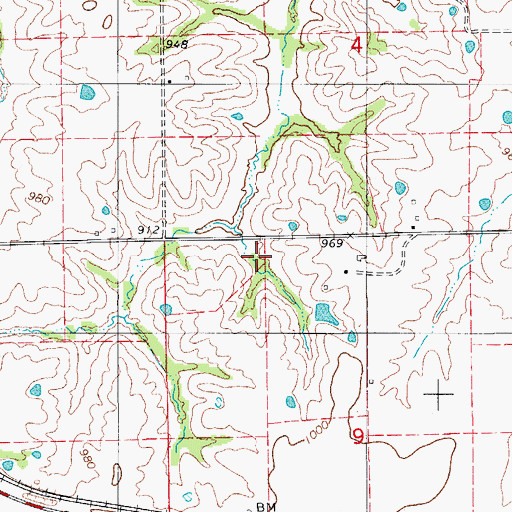 Topographic Map of Lancaster Lake Dam, MO