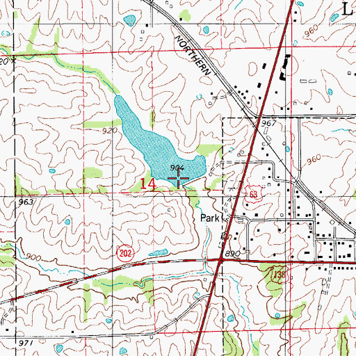 Topographic Map of Lancaster City Dam, MO