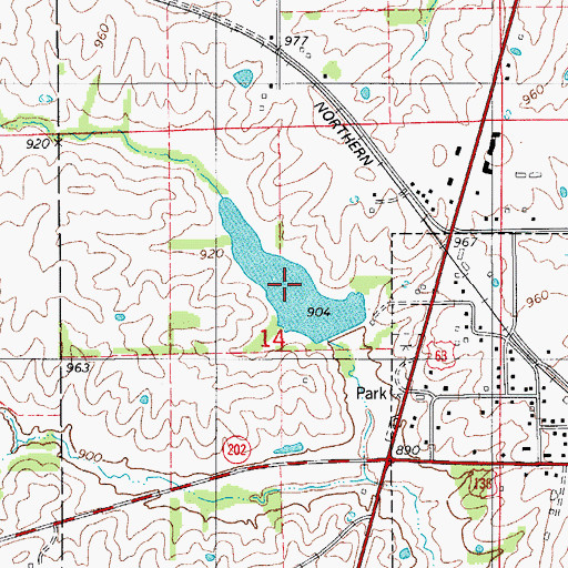 Topographic Map of Lancaster City Lake, MO