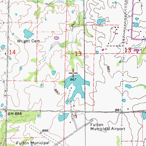 Topographic Map of Reed Lake Dam, MO