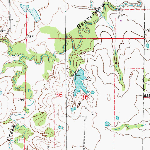 Topographic Map of Buckner Lake Dam, MO