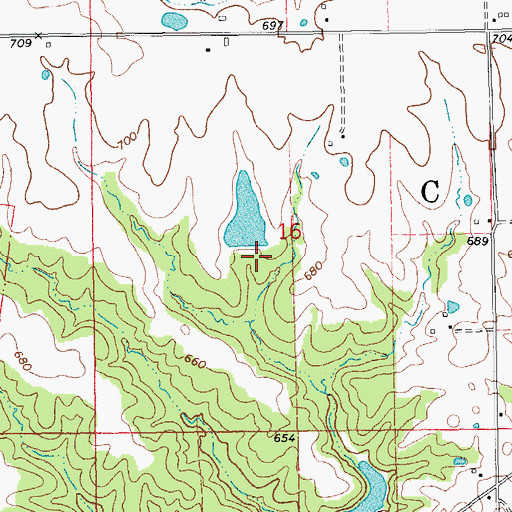 Topographic Map of Woollen Lake Dam, MO