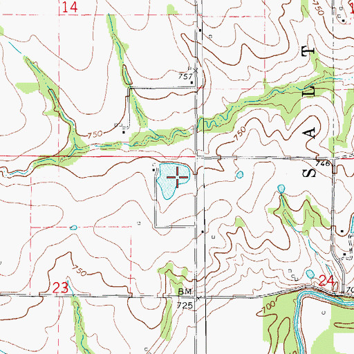Topographic Map of Number 610 Dam, MO