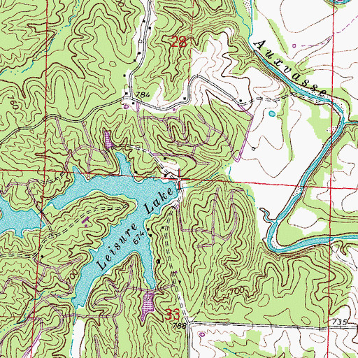 Topographic Map of Leisure Lake Dam, MO