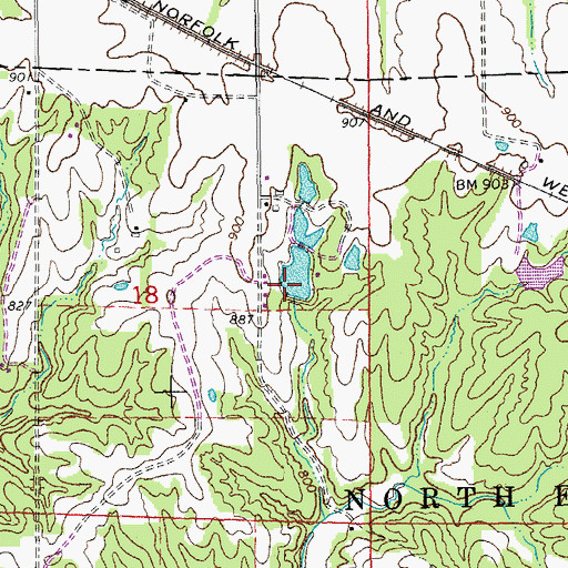 Topographic Map of Scofield Lake Number 3 Dam, MO