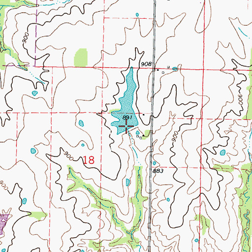 Topographic Map of Lochwinnoch Dam, MO