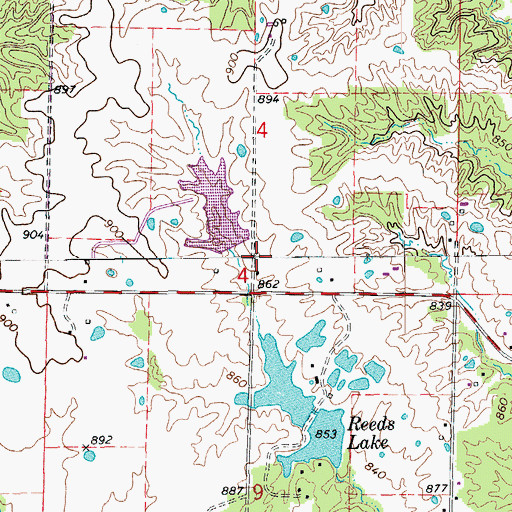 Topographic Map of Headache Lake Dam, MO