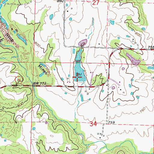 Topographic Map of Althiser Lake Dam, MO