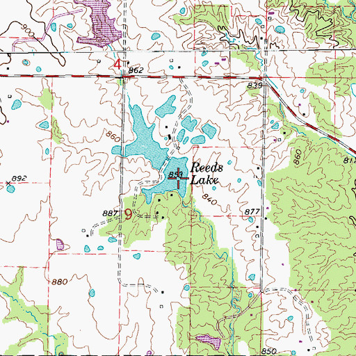 Topographic Map of Reeds Lake Dam, MO