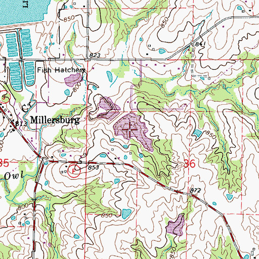 Topographic Map of Baumgartner Lake, MO