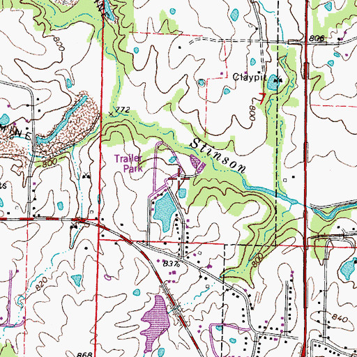 Topographic Map of Lac Piete Dam, MO