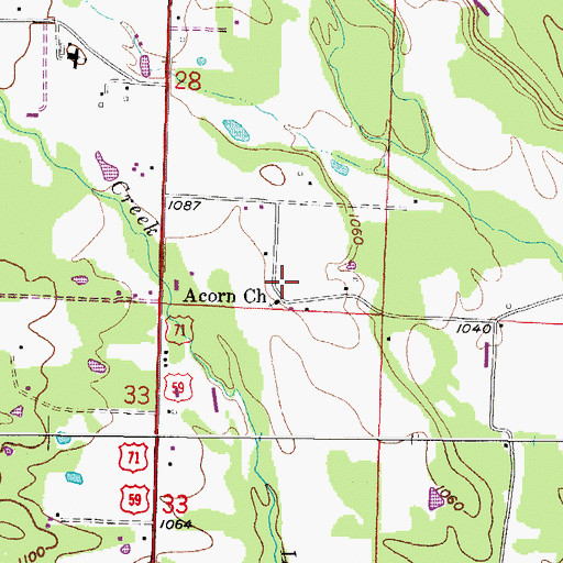 Topographic Map of Acorn Methodist Church, AR